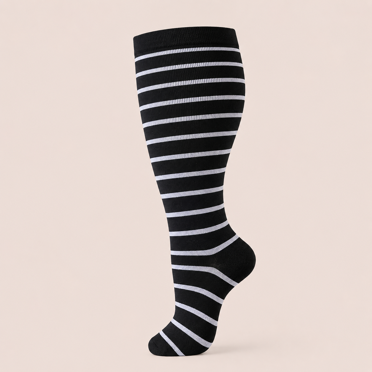 Clinical Compression – Wide Calf: Black Pinstripes